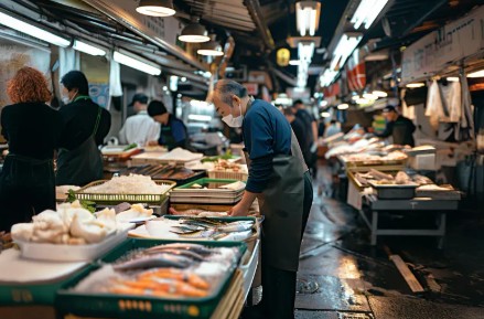 시장에서 장사하는 모습
