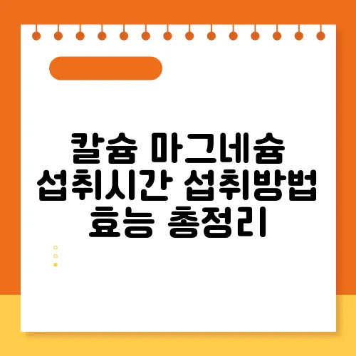 칼슘 마그네슘 섭취시간 섭취방법 효능 총정리