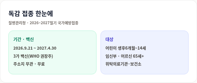 독감 예방접종 한눈에