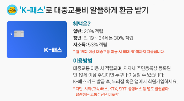 k-패스 교통비 환급받기