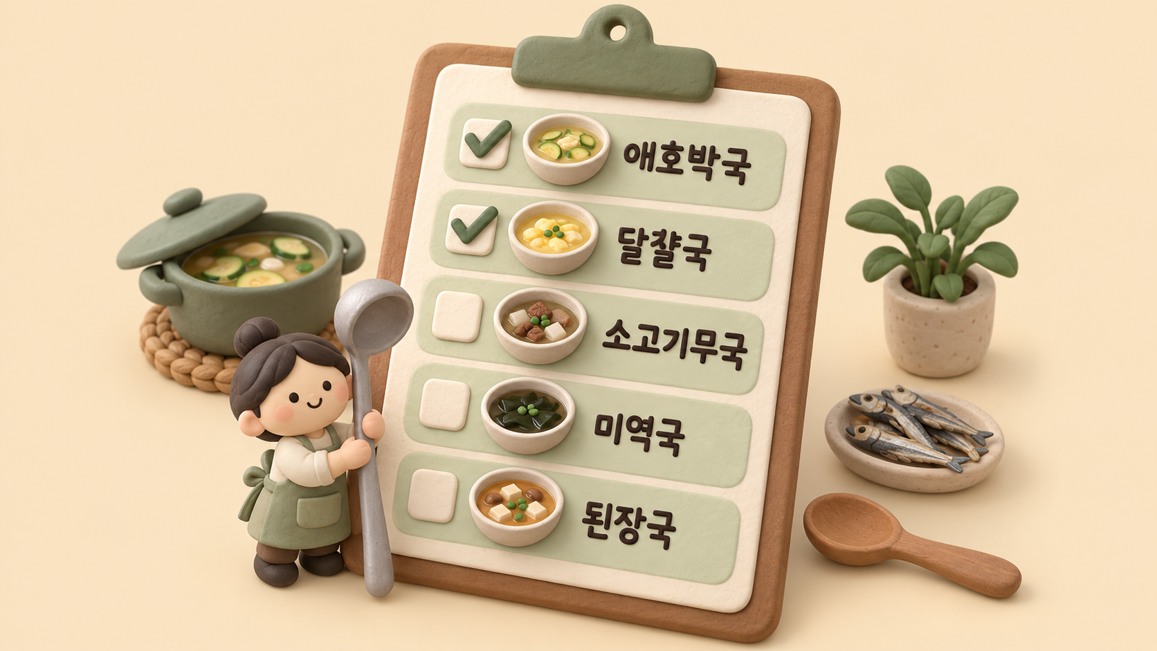 유아 국 다섯 가지 목록
