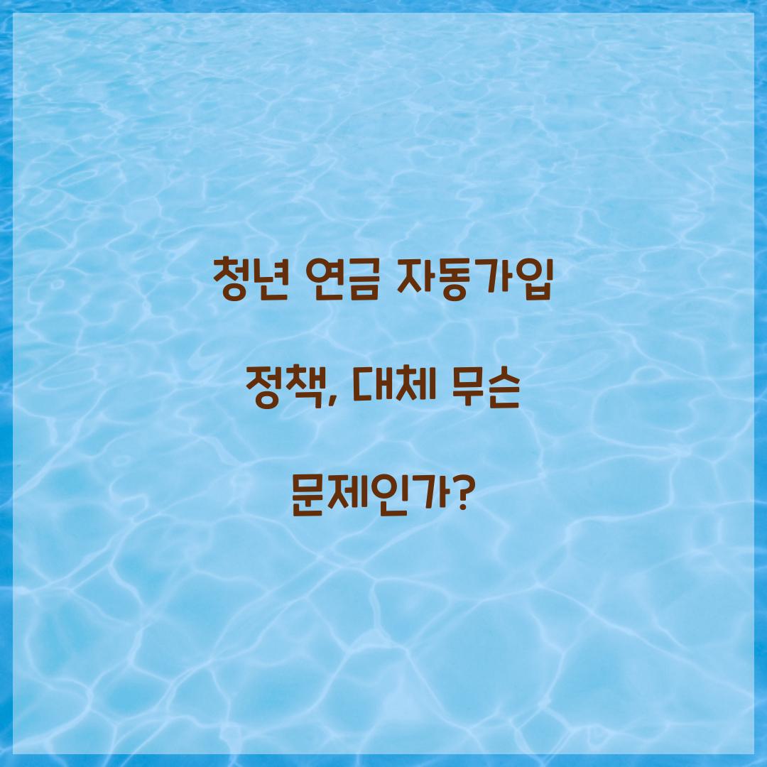 청년 연금 자동가입 정책