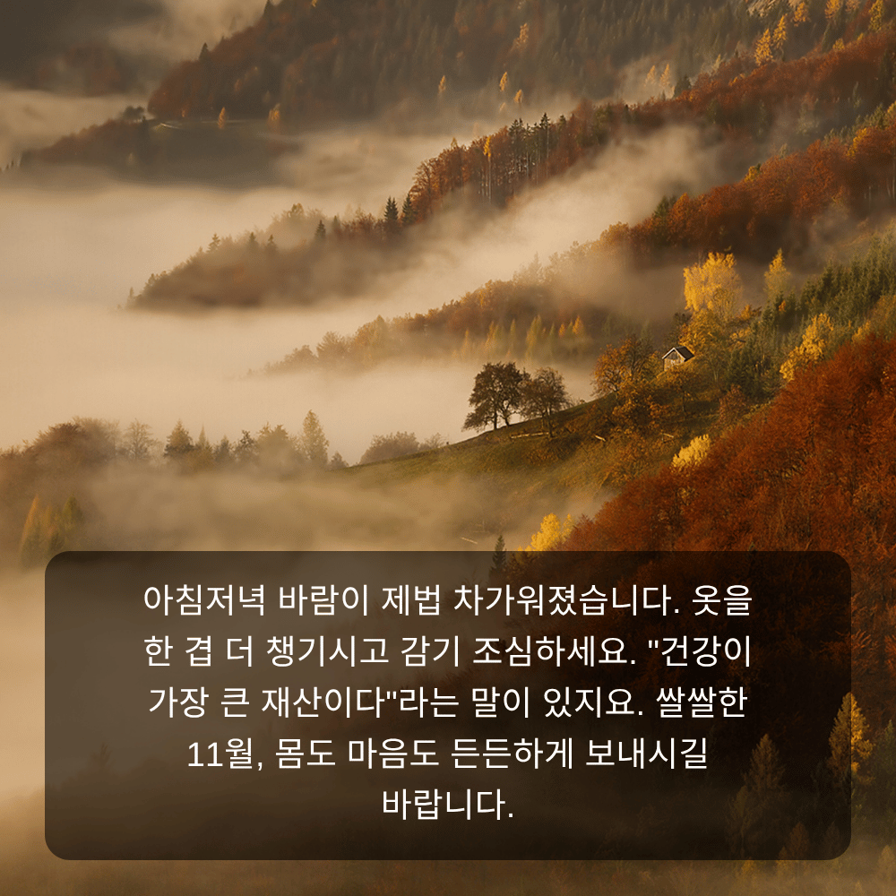 11월 인사말 이미지 2 - 감기 조심 건강 안부, 건강이 가장 큰 재산이다
