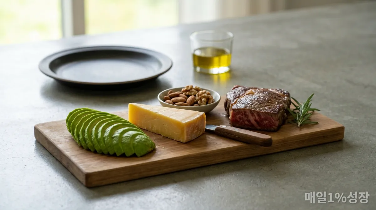 케토제닉 식단의 주요 고지방 식품들