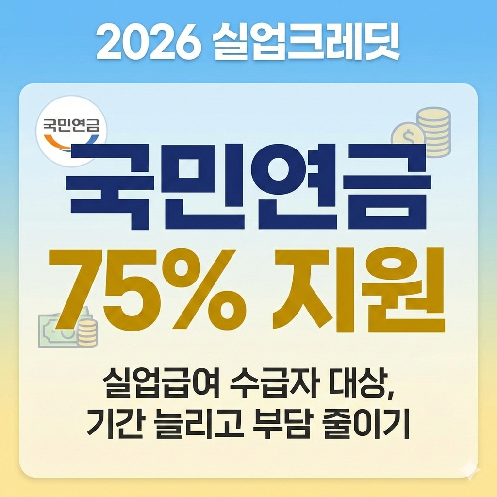 2026 실업크레딧 신청 방법과 국민연금 보험료 75퍼센트 지원받기
