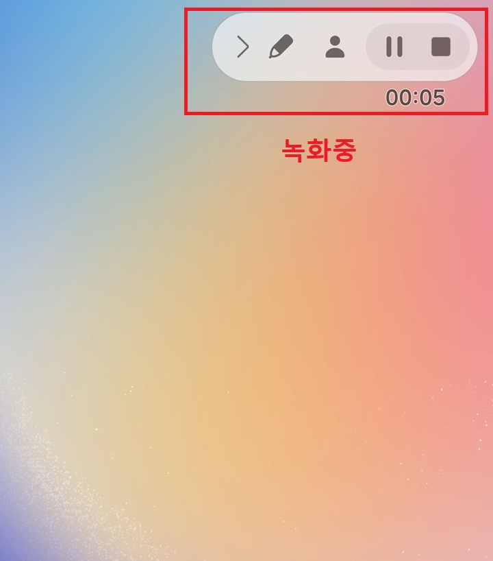 화면 상단에 녹화 컨트롤러 보임