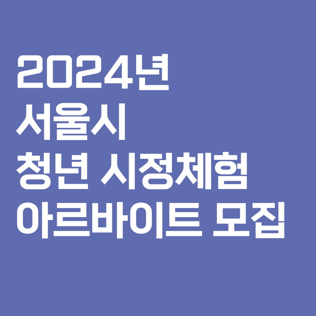 2024년 서울특별시 청년 시정체험 아르바이트