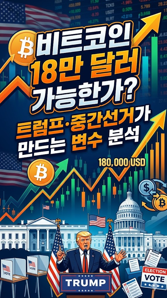 비트코인 18만 달러 가능한가? 트럼프·중간선거가 만드는 변수 분석