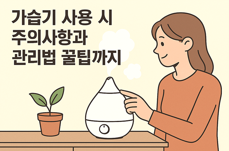 가습기를 사용중인 여자의 이미지입니다.
