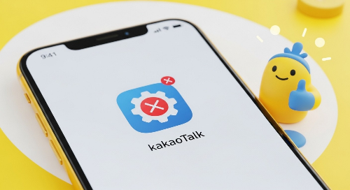 아이폰 화면에 카카오톡 업데이트가 꺼져 있음을 나타내는 아이콘