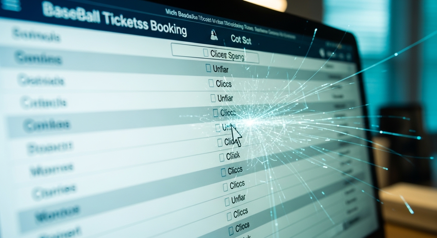 컴퓨터 화면에 매크로 프로그램으로 야구 티켓이 빠르게 예매되는 모습