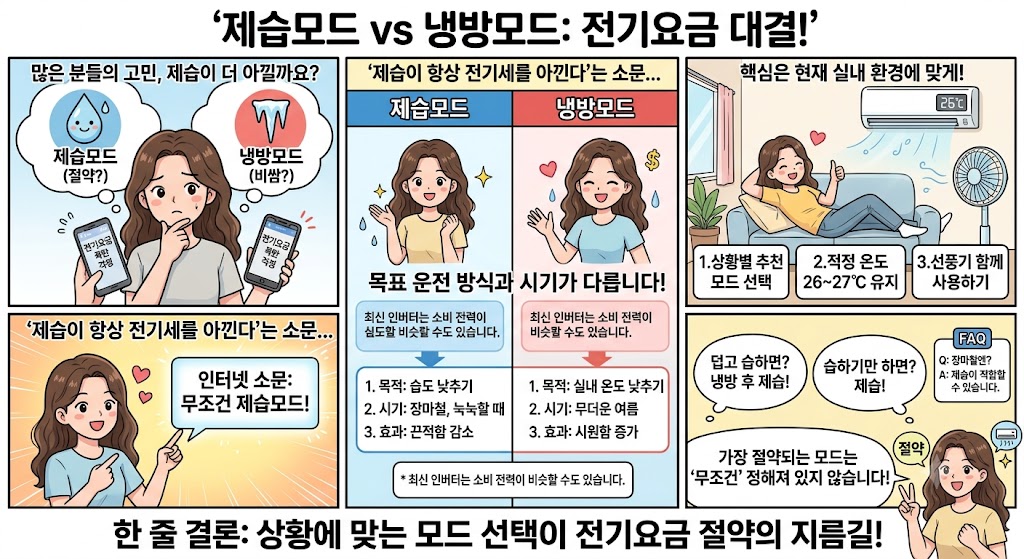 제습모드 vs 냉방모드