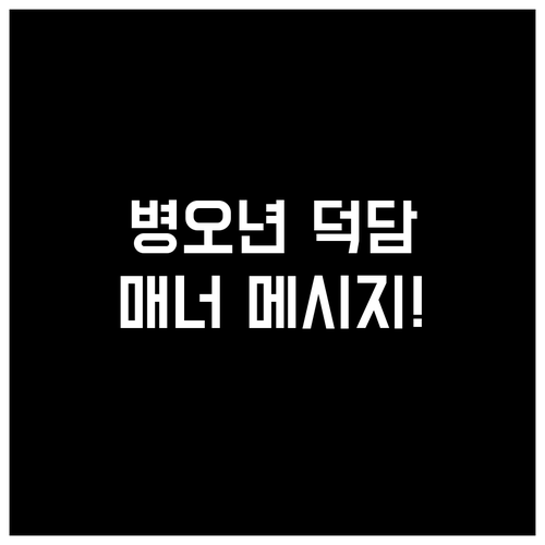 병오년 새해 덕담 추천 문구와 매너 ..