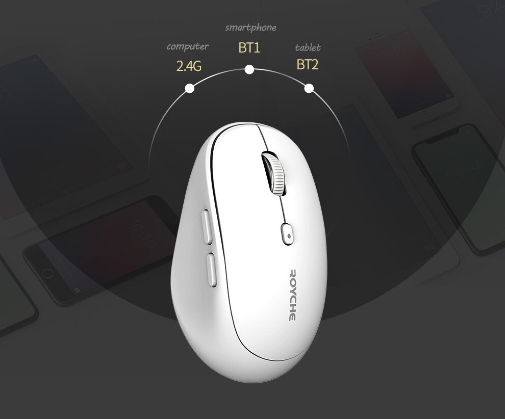 Royche 멀티페어링 블루투스 저소음 무선 마우스 RX-700TR