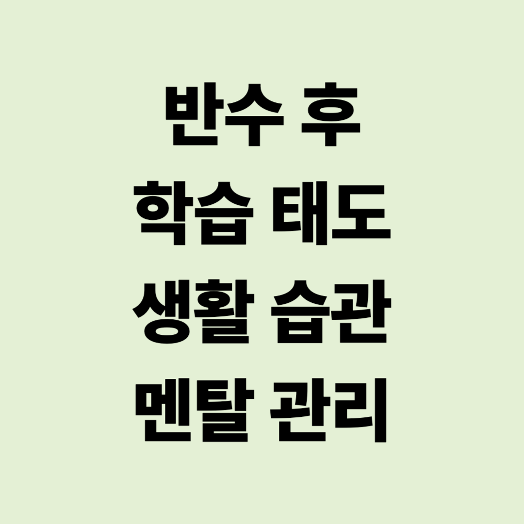 반수 후 학습 태도&amp;#44; 생활 습관&amp;#44; 멘탈 변화와 관리법