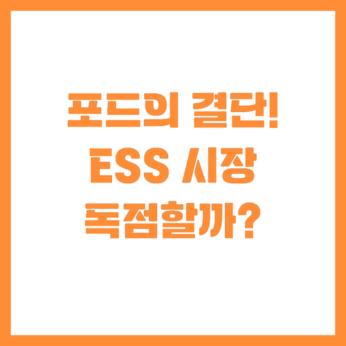 포드 ESS 시장 진출로 신성장 동력..