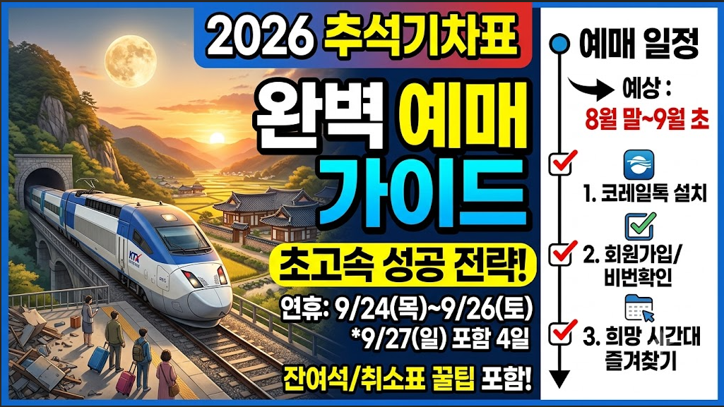 2026 추석 기차표 예매 가이드