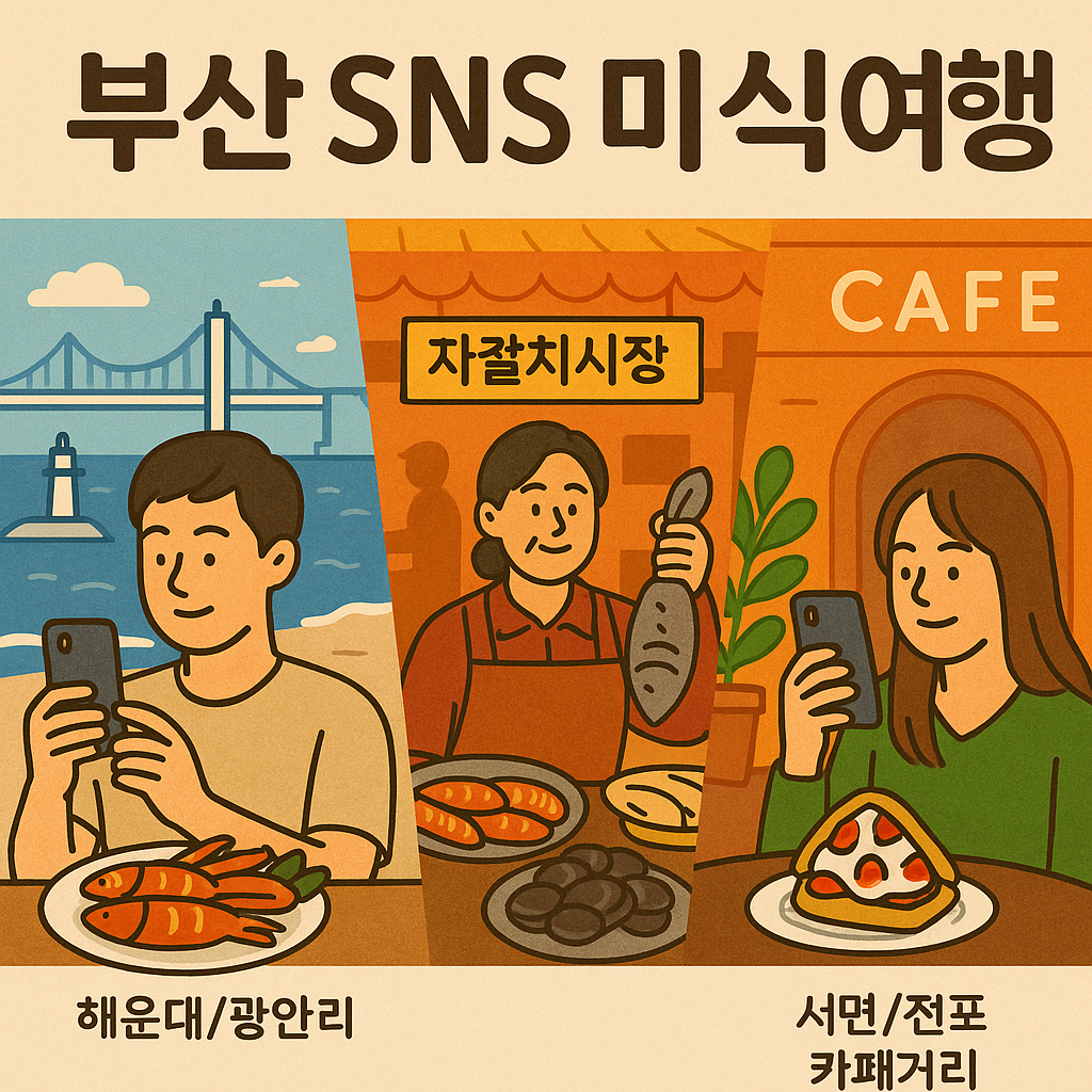 SNS 화제! 부산 먹방 코스(바닷가, 전통시장,카페거리)