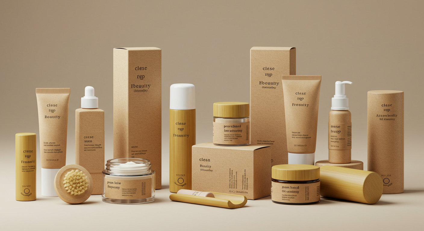 친환경 포장재의 클린 뷰티 화장품 예시