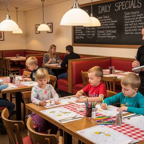 패밀리 레스토랑에서 식사하는 사진