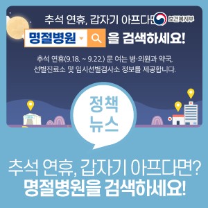 추석 명절 연휴 전국 응급실 병원 약국 찾기