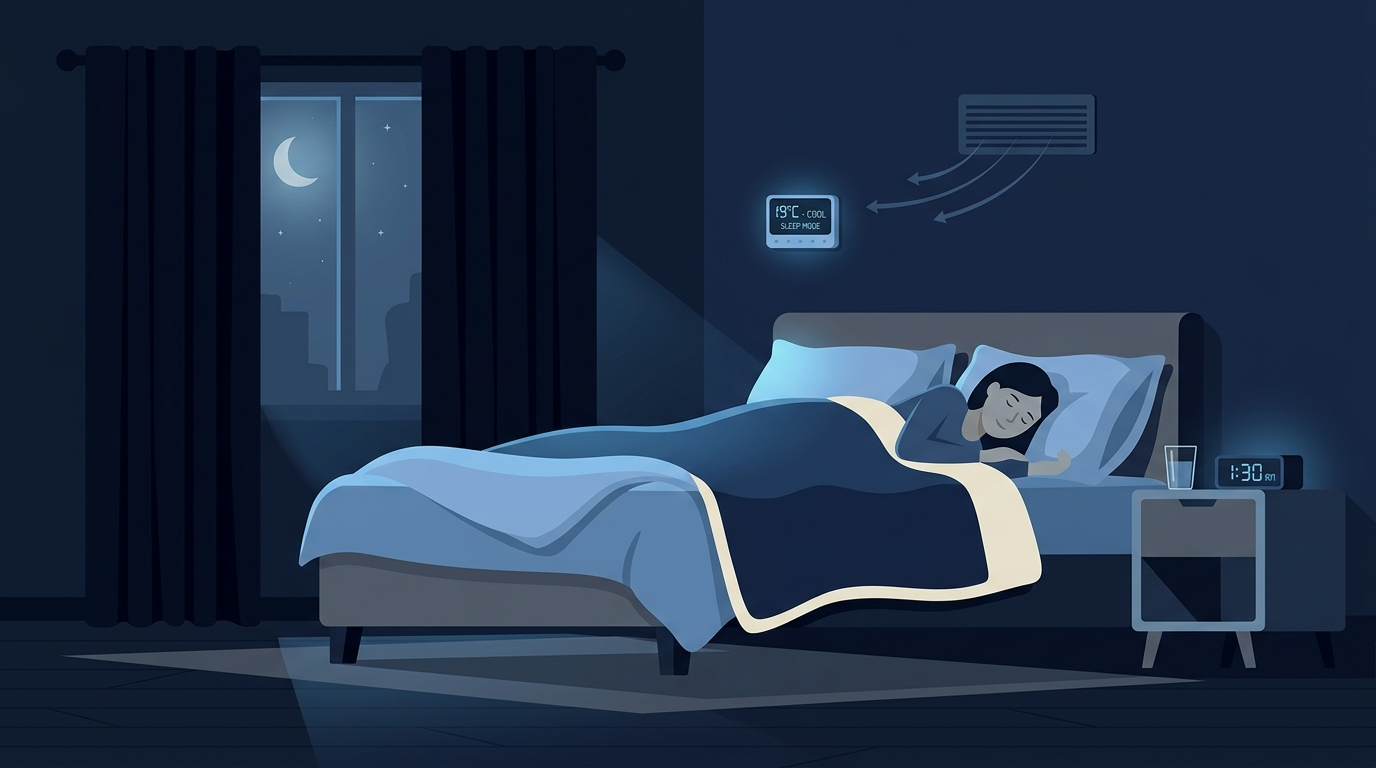 침실에서 숙면을 취하는 사람의 편안한 모습