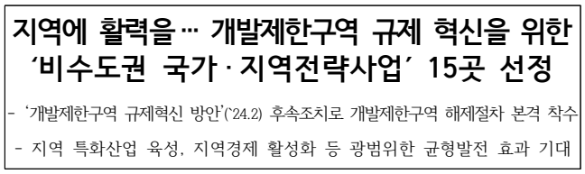 비수도권 지역전략사업 15곳 선정