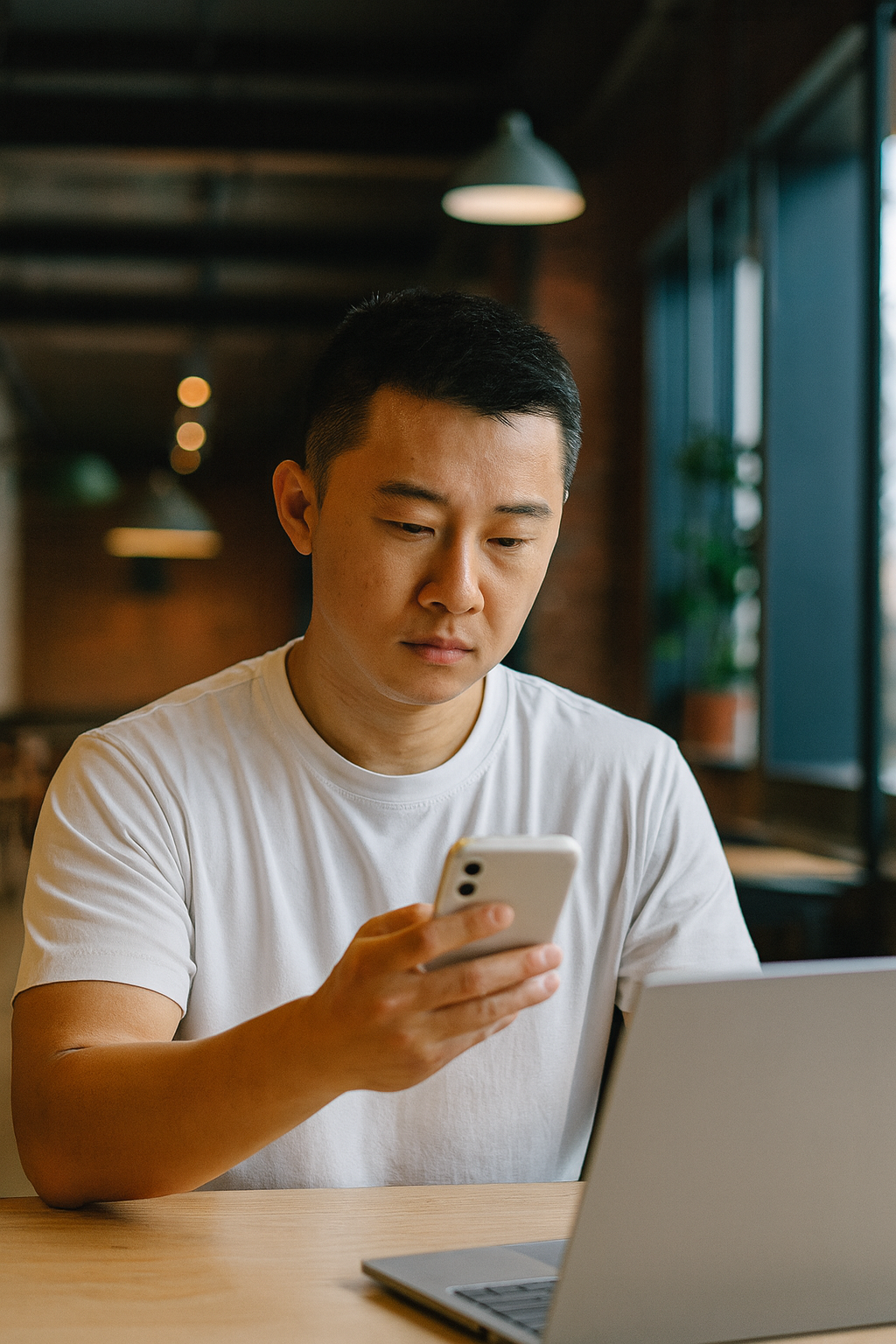 내일저축계좌를 검색하며 고민하는 청년의 실사 이미지