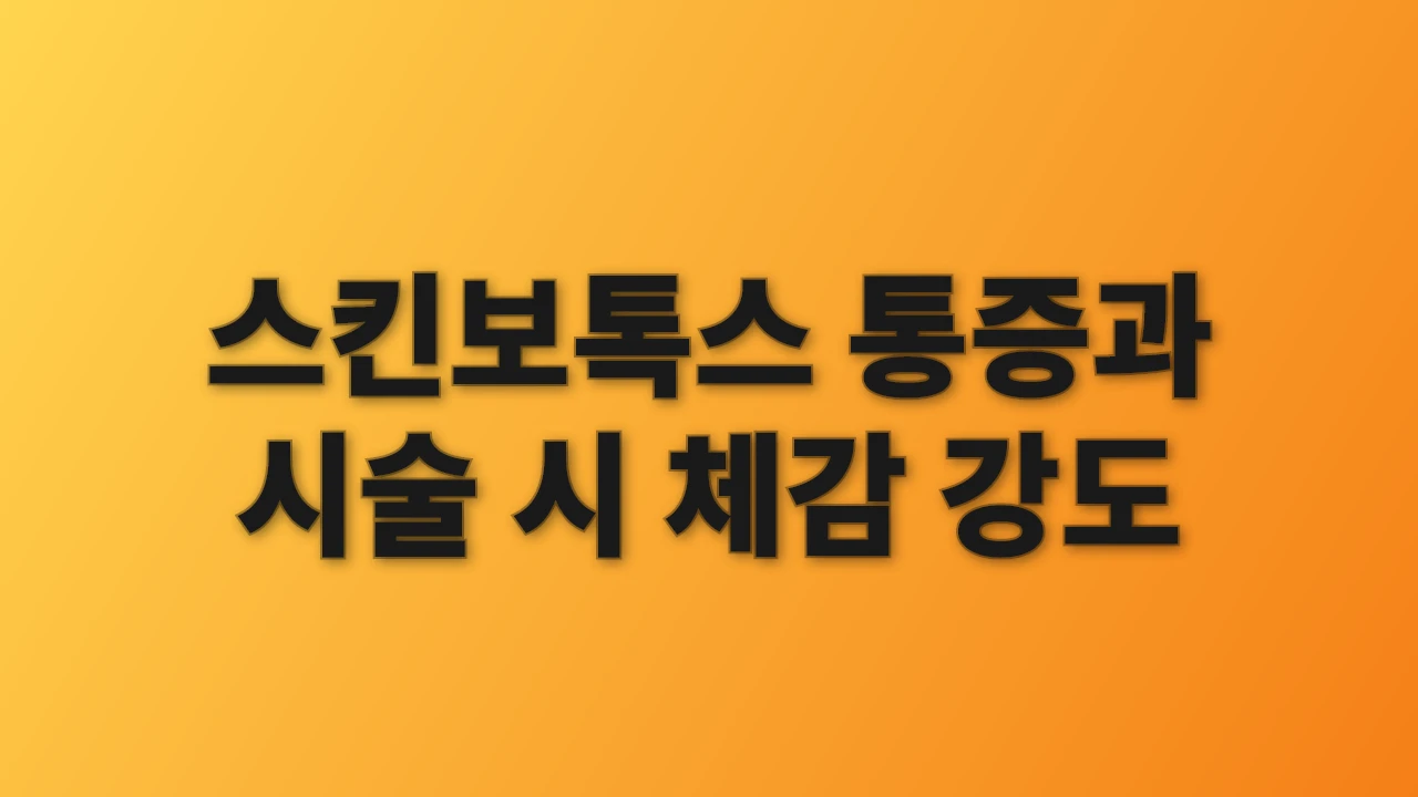 스킨보톡스 통증과 시술 시 체감 강도