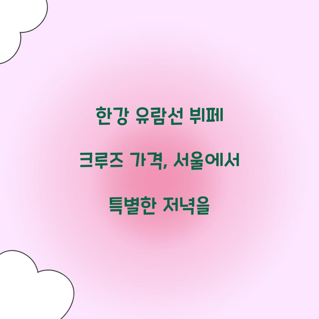 한강 유람선 뷔페 크루즈 가격