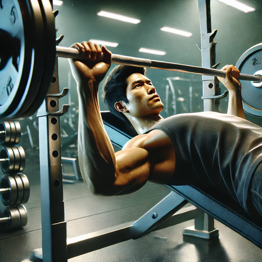 헬스장에서-벤치프레스-운동-하고있는-남자