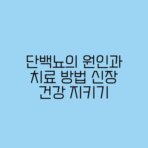 단백뇨의 원인과 치료 방법 신장 건강 지키기