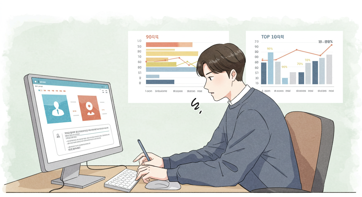 건강보험료 기준을 확인하는 사람