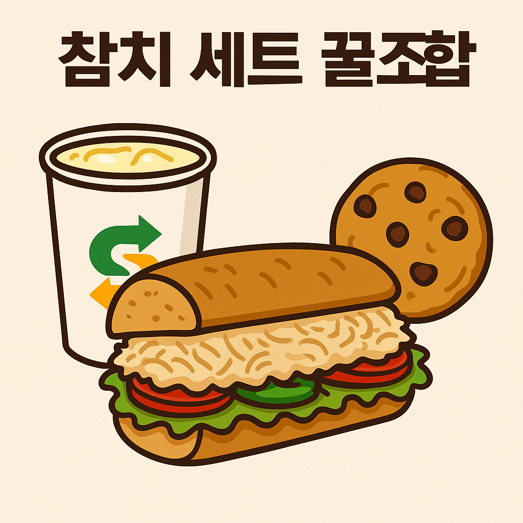 허니오트빵에 참치와 야채, 바비큐+스위트어니언 소스를 더한 샌드위치와 쿠키 세트