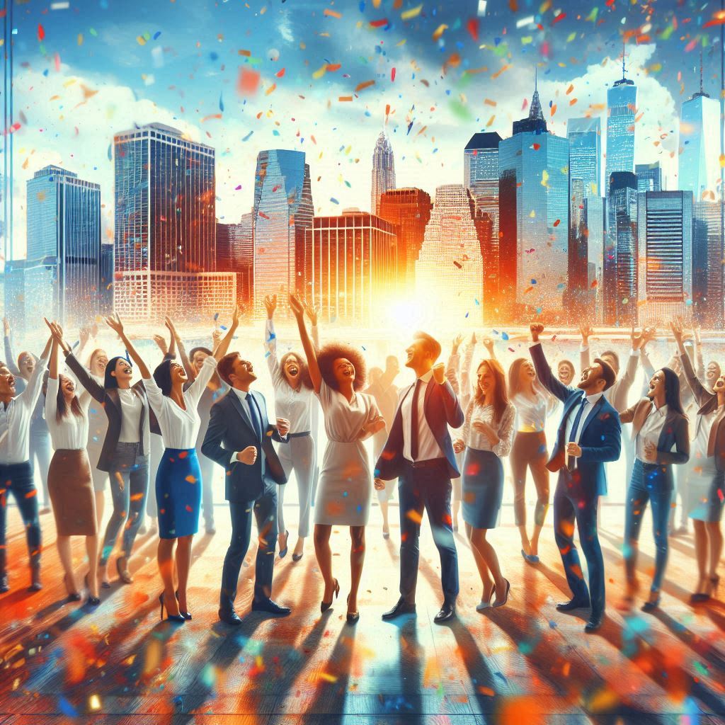 사람들이 만세를 부고 웃고 있는 이미지