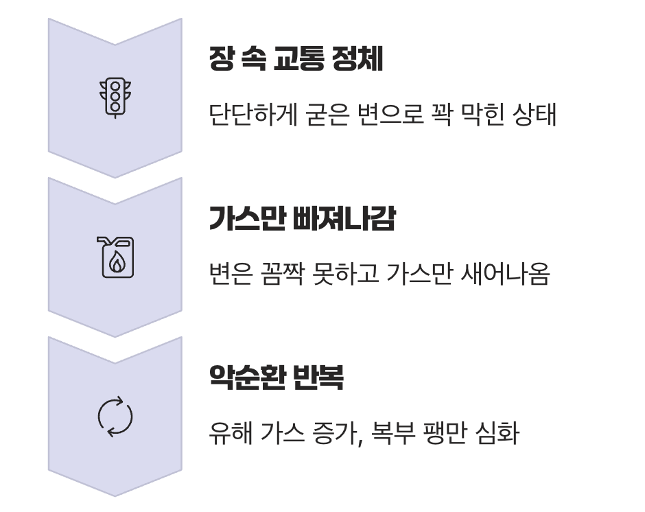 꽉 막힌 도로&amp;#44; 뱃속의 교통체증