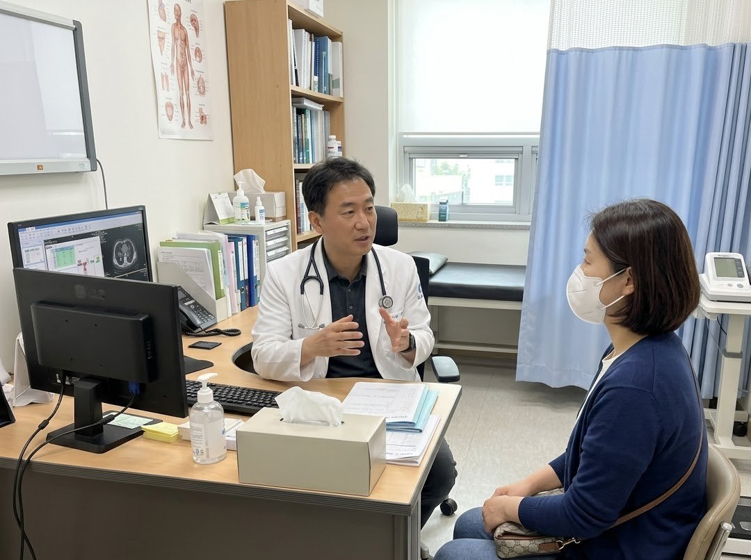 내과에서 상담받는 환자