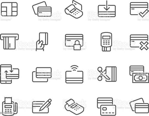 카드 사용과 관련된 아이콘 모음