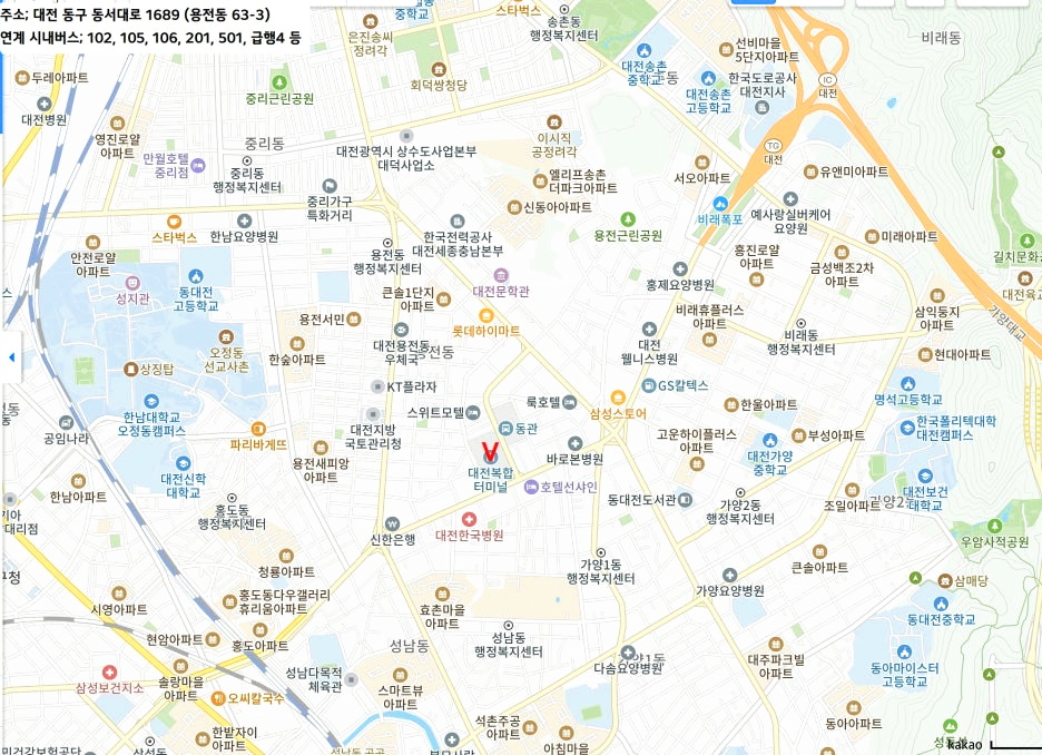 대전복합터미널 주변 지도