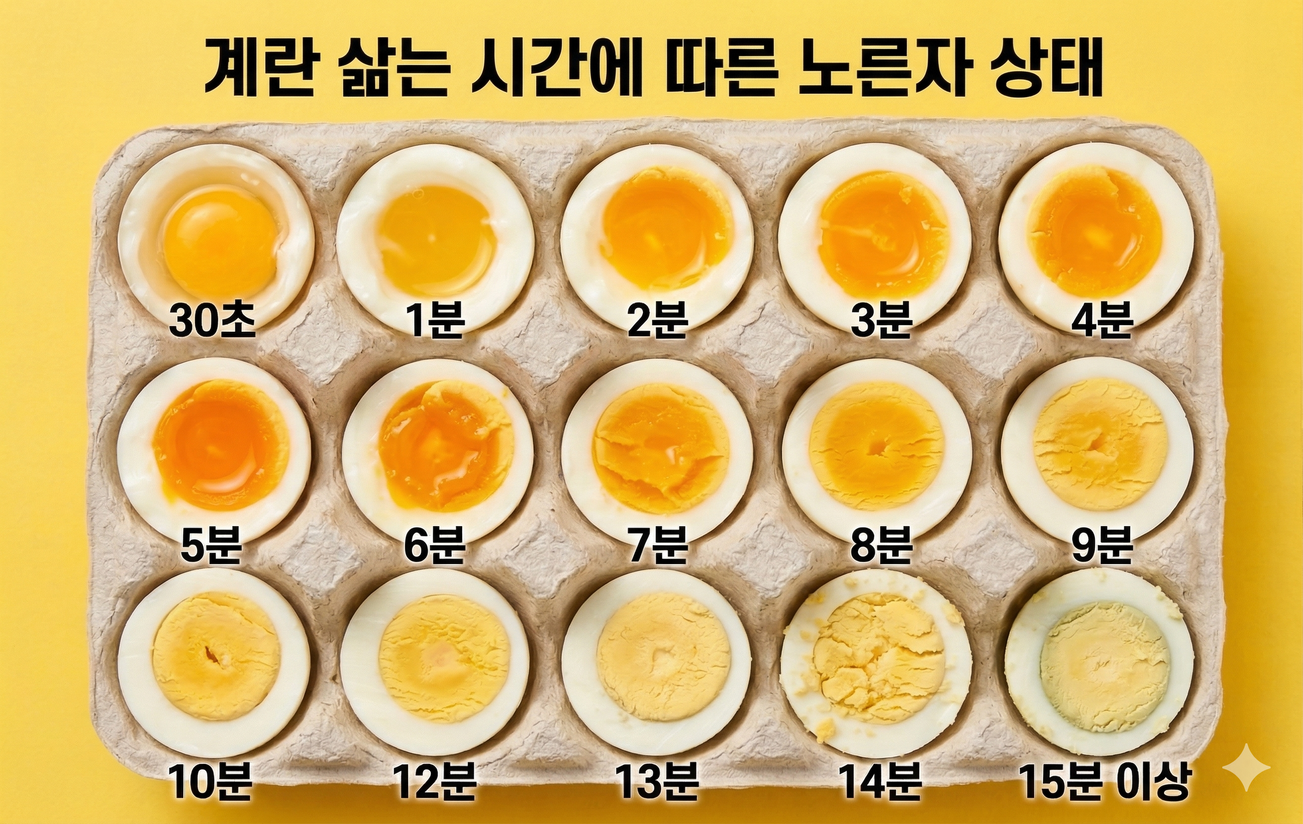 계란 삶는 시간별 노른자 상태