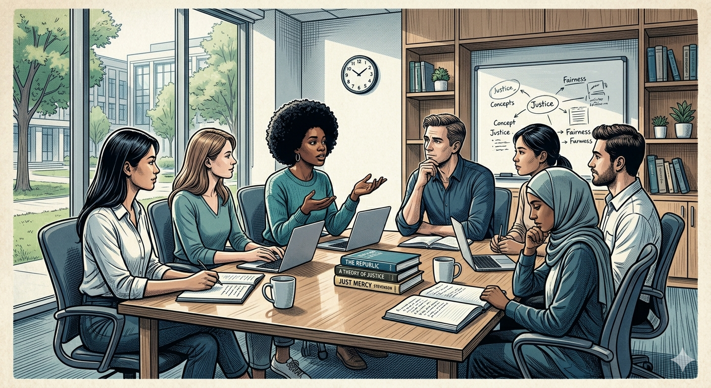 비폭력 저항 훈련과 절제를 상징하는 흑백 스타일 이미지