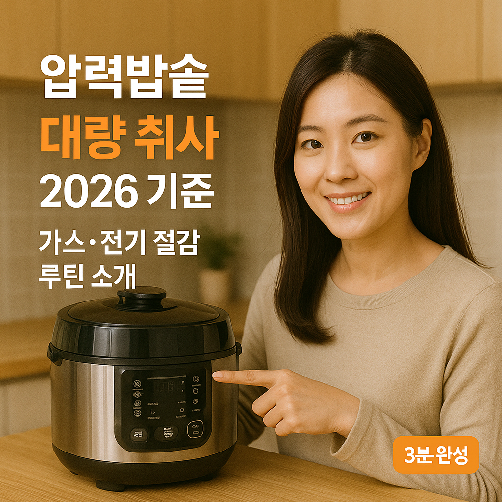 압력밥솥 대량 취사 2026 기준 | 가스·전기 절감 루틴 소개