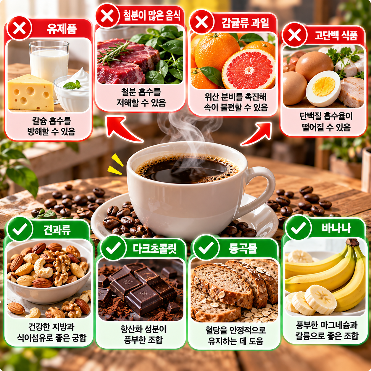 커피와 같이 먹을 때 주의할 음식은
