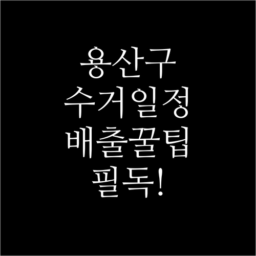 용산구 대형 폐기물 수거 일정과 올바..