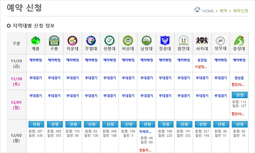 육군체력단련장 예약