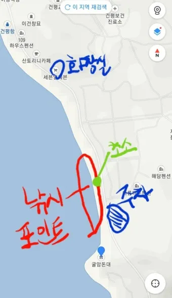 낚시 포인트 찾기 네이버 지도 위성사진 물길 확인법_10