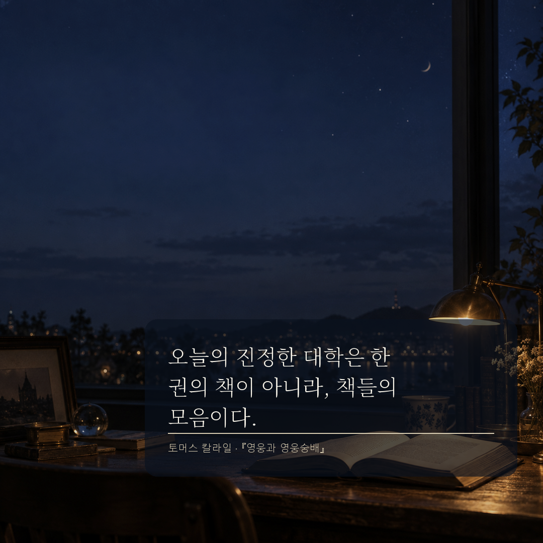 토머스 칼라일 책의 모음이 진정한 대학이라는 공부와 독서 명언