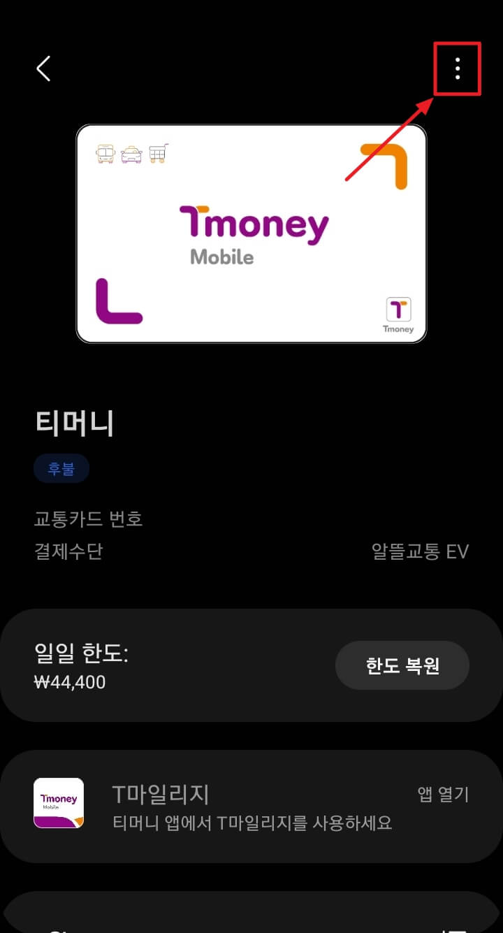 교통카드 화면