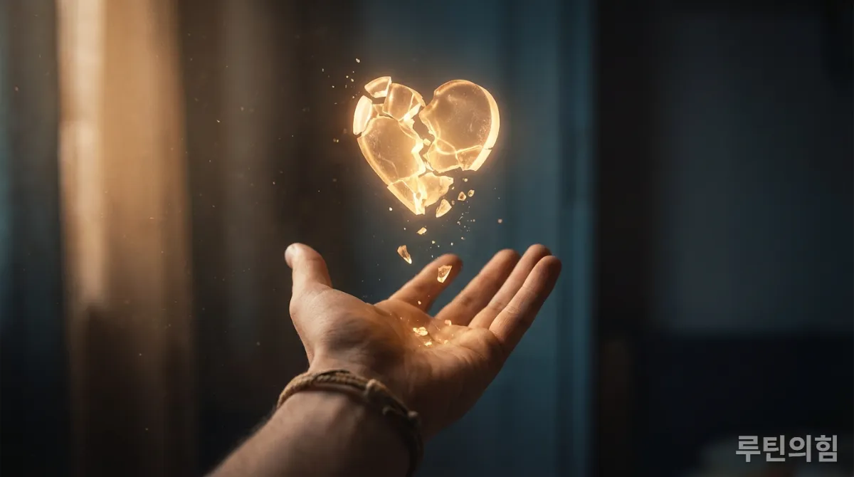 번아웃으로 인해 부서지는 마음을 잡으려는 손의 모습