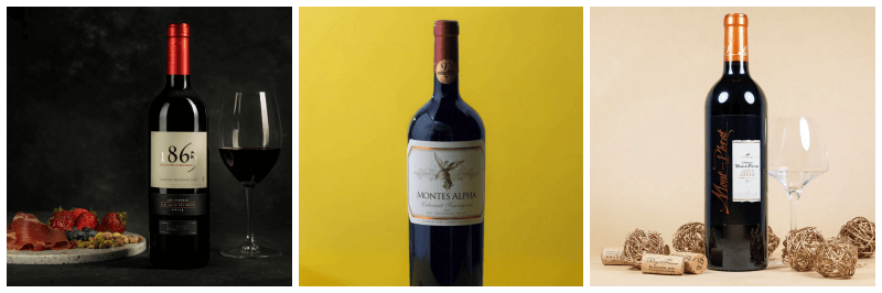 1865 셀렉티드 빈야드 까베르네 소비뇽, 몬테스 알파 까베르네 소비뇽, 샤또 몽페라 루즈 사진